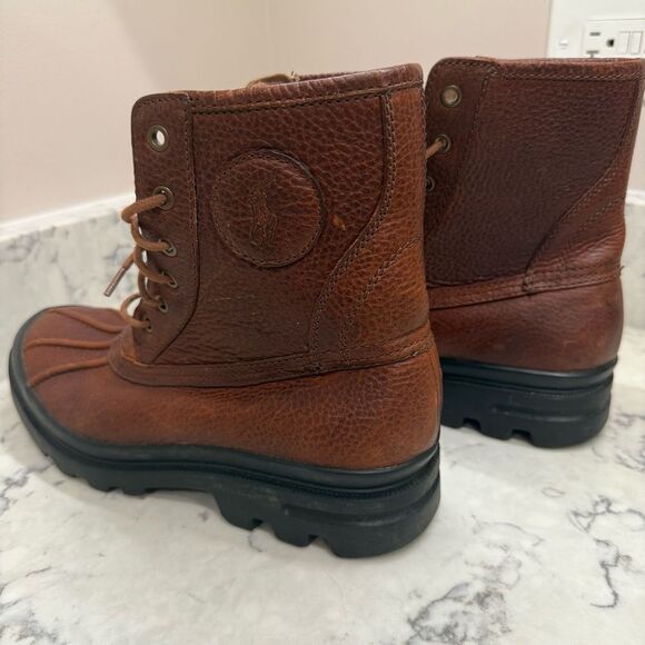 Polo by Ralph Lauren Udal Men's Brown leather and Black duck Boots - Picture 7 of 12